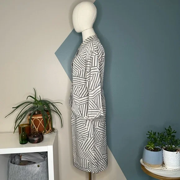 Vintage Nicole Miller Geometric Stripe Skirt Blouse Set Talon Zipper 90s Suit - Picture 3 of 11